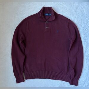 Polo Ralph Lauren Burgundy One-quarter Button Sweater Men Size Large